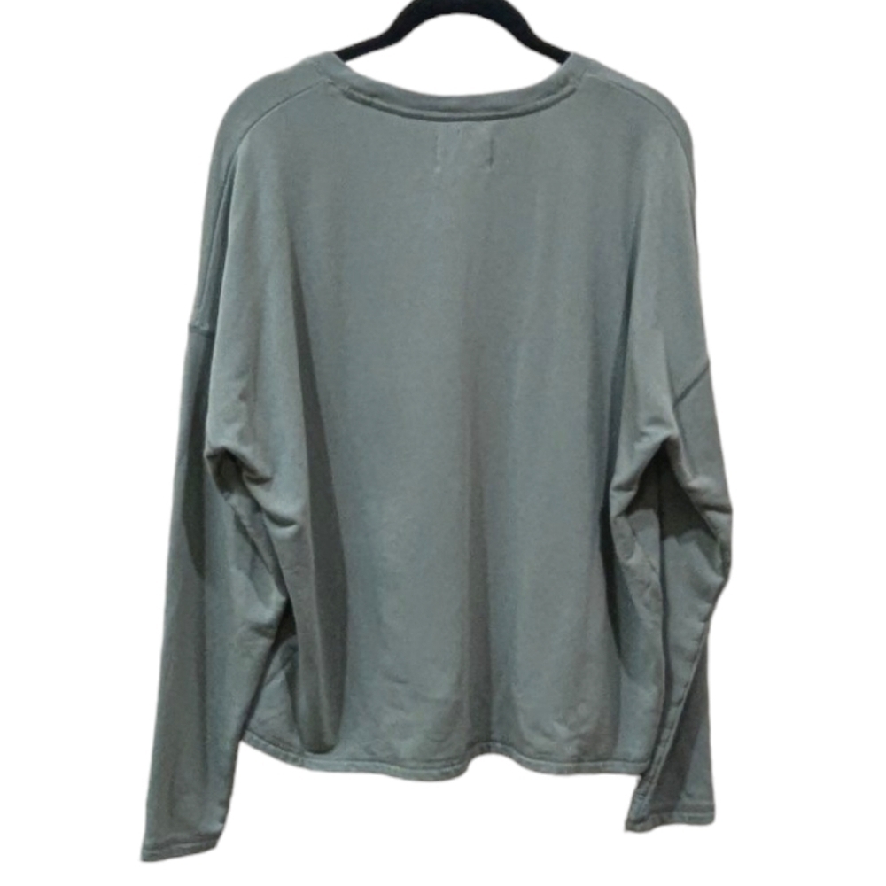 Madewell MWL Superbrushed Easygoing Soft Green Crew Neck Cropped Sweatshirt (M) - Picture 2 of 4